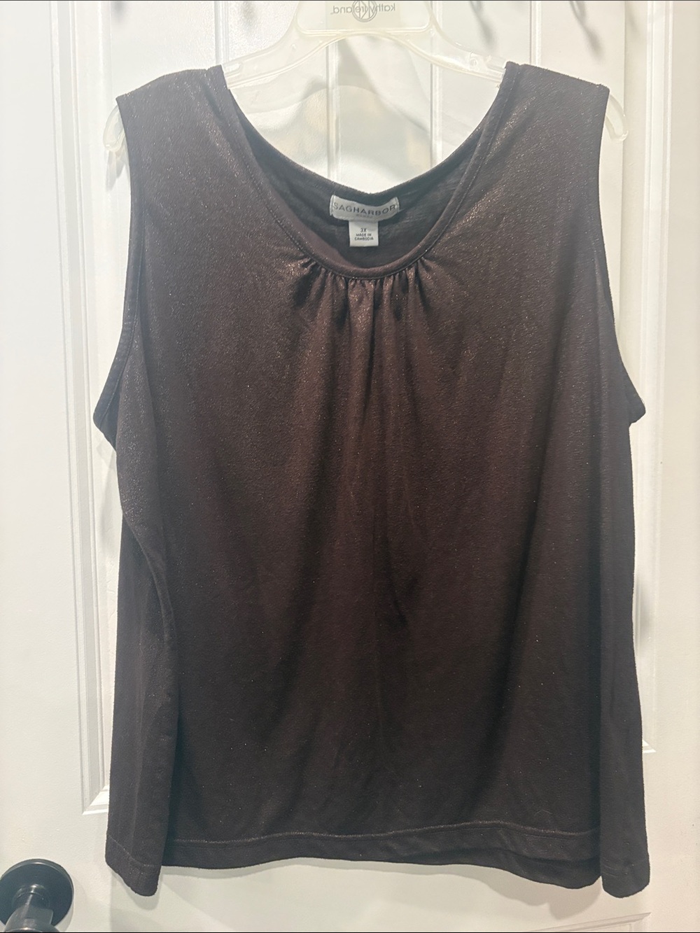 Sag Harbor Brown Sleeveless Shimmer Tank woman’s 3x